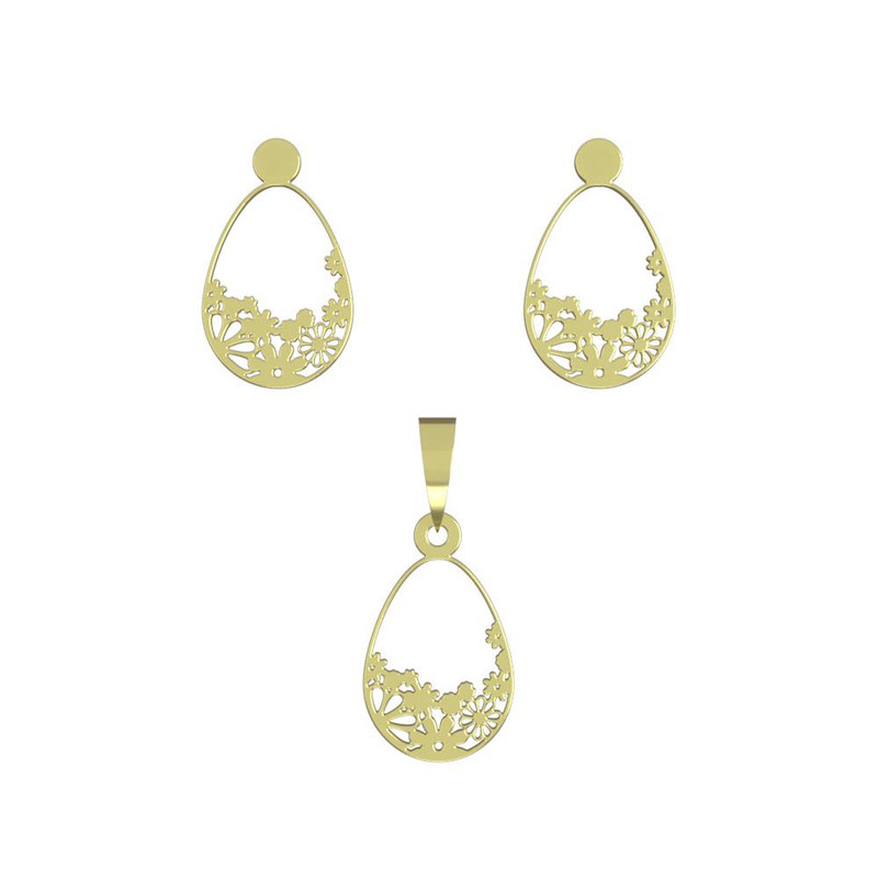 نیم ست طلا 18 عیار زنانه مدوپد مدل گل کد NA13007 نیم ست طلا 18 عیار زنانه مدوپد مدل گل کد NA13007