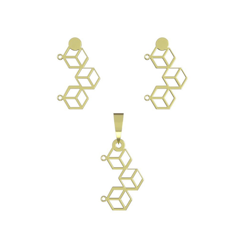 نیم ست طلا 18 عیار زنانه مدوپد مدل مکعب کد NA13008 نیم ست طلا 18 عیار زنانه مدوپد مدل مکعب کد NA13008