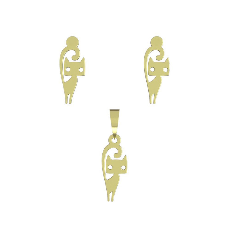 نیم ست طلا 18 عیار زنانه مدوپد مدل گربه کد NA13115 نیم ست طلا 18 عیار زنانه مدوپد مدل گربه کد NA13115