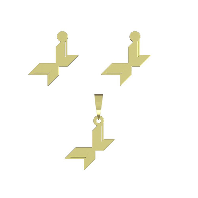 نیم ست طلا 18 عیار زنانه مدوپد مدل هندسی کد NA13122