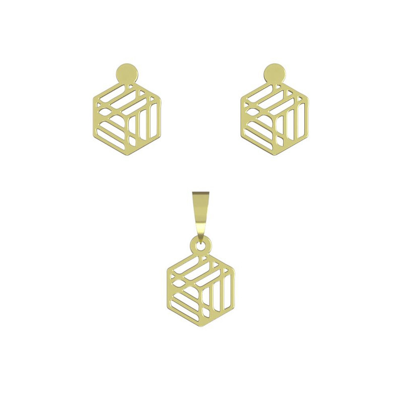 نیم ست طلا 18 عیار زنانه مدوپد مدل مکعب کد NA13305 نیم ست طلا 18 عیار زنانه مدوپد مدل مکعب کد NA13305