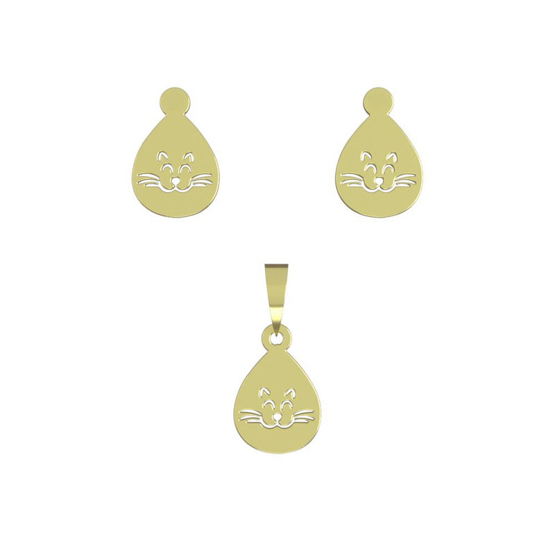 نیم ست طلا 18 عیار زنانه مدوپد مدل گربه کد NA14026