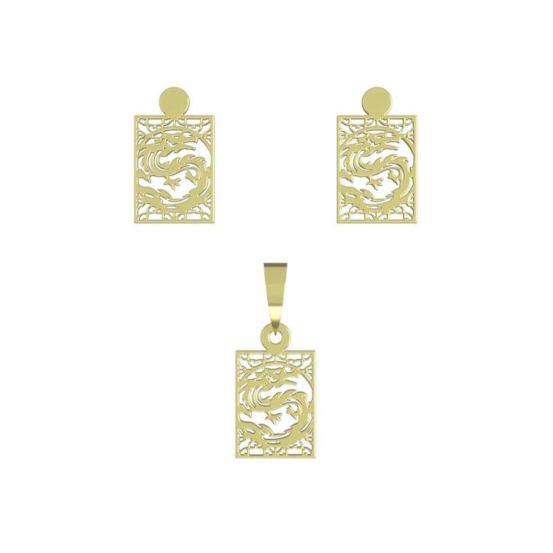 نیم ست طلا 18 عیار زنانه مدوپد مدل مستطیل کد NA14203