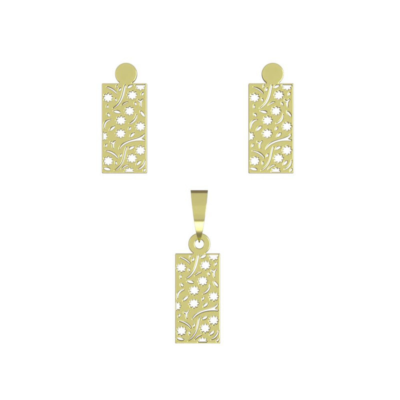 نیم ست طلا 18 عیار زنانه مدوپد مدل مستطیل کد NA14207