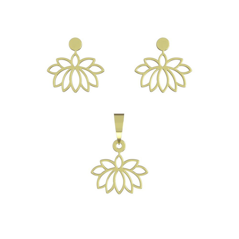 نیم ست طلا 18 عیار زنانه مدوپد مدل گل کد NA14642 نیم ست طلا 18 عیار زنانه مدوپد مدل گل کد NA14642