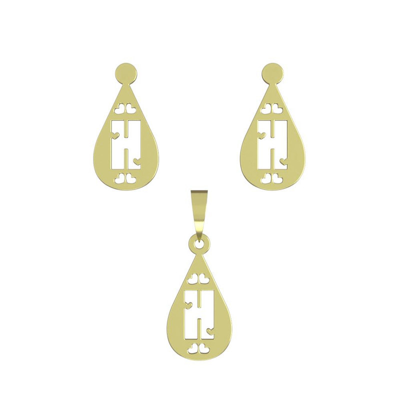 نیم ست طلا 18 عیار زنانه مدوپد مدل H حرف کد NA14671 نیم ست طلا 18 عیار زنانه مدوپد مدل H حرف کد NA14671