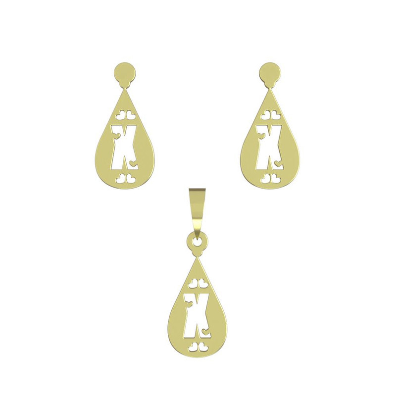 نیم ست طلا 18 عیار زنانه مدوپد مدل X حرف کد NA14738 نیم ست طلا 18 عیار زنانه مدوپد مدل X حرف کد NA14738