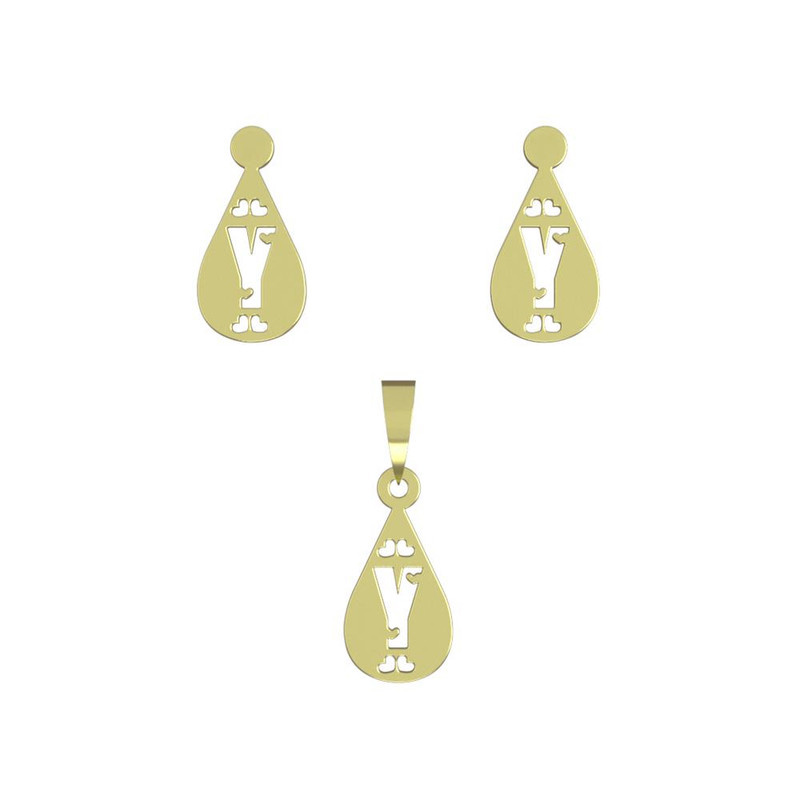 نیم ست طلا 18 عیار زنانه مدوپد مدل Y حرف کد NA14806