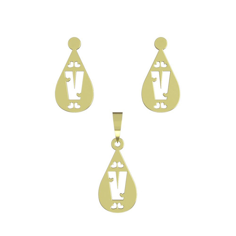 نیم ست طلا 18 عیار زنانه مدوپد مدل V حرف کد NA14819 نیم ست طلا 18 عیار زنانه مدوپد مدل V حرف کد NA14819