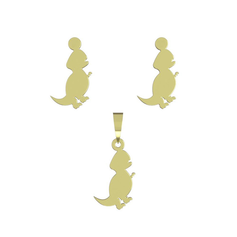 نیم ست طلا 18 عیار زنانه مدوپد مدل دایناسور کد NA14856