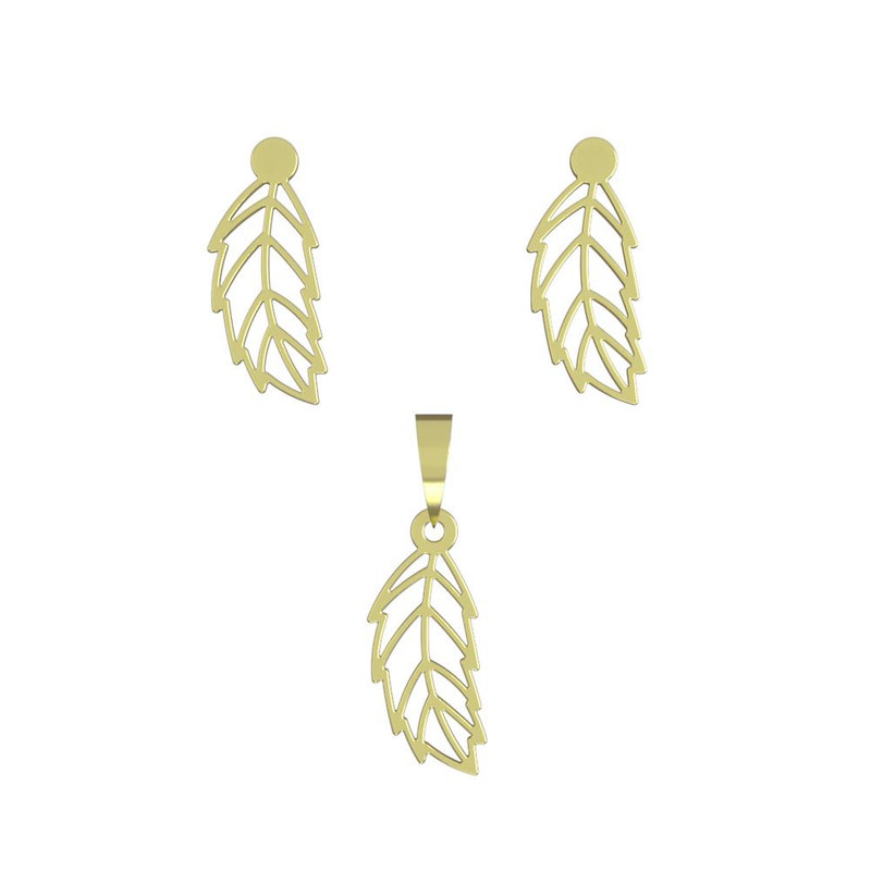 نیم ست طلا 18 عیار زنانه مدوپد مدل برگ کد NA14959