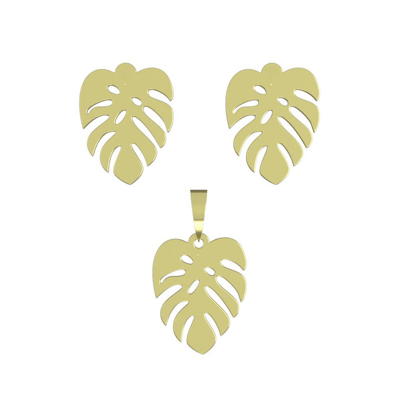 نیم ست طلا 18 عیار زنانه مدوپد مدل برگ کد NA14962