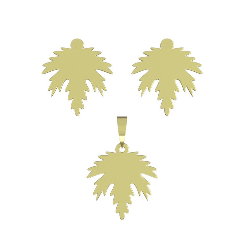 نیم ست طلا 18 عیار زنانه مدوپد مدل برگ کد NA14963