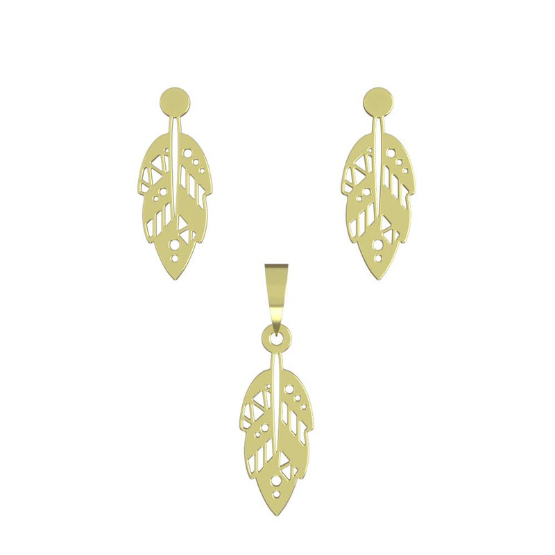 نیم ست طلا 18 عیار زنانه مدوپد مدل برگ کد NA14989 نیم ست طلا 18 عیار زنانه مدوپد مدل برگ کد NA14989