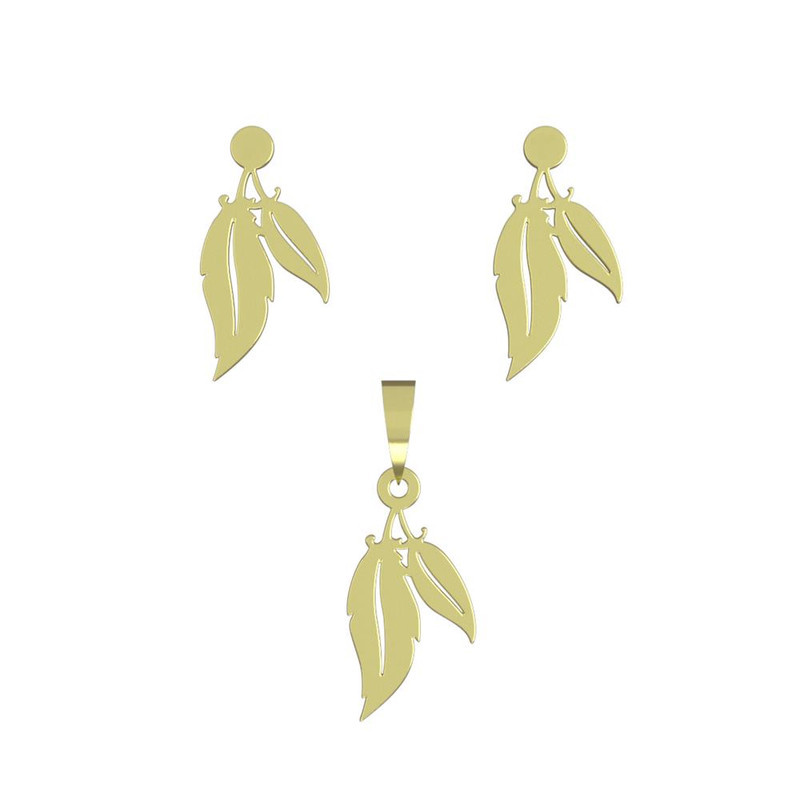 نیم ست طلا 18 عیار زنانه مدوپد مدل برگ کد NA14990 نیم ست طلا 18 عیار زنانه مدوپد مدل برگ کد NA14990