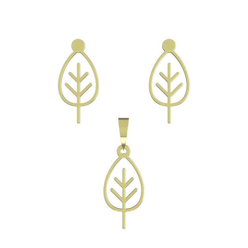 نیم ست طلا 18 عیار زنانه مدوپد مدل برگ کد NA15737