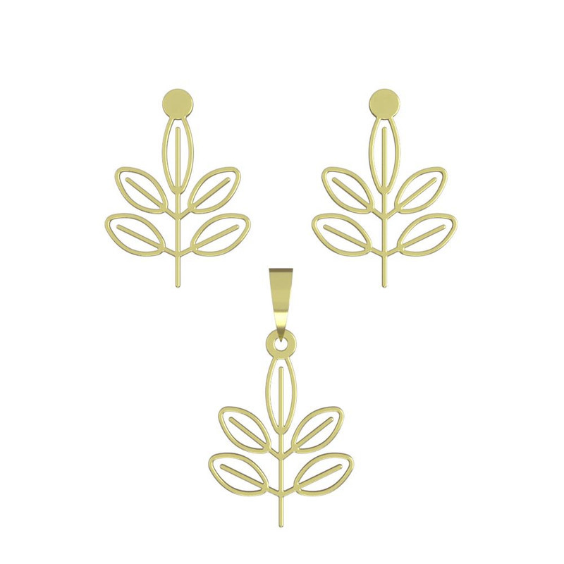 نیم ست طلا 18 عیار زنانه مدوپد مدل برگ کد NA15862