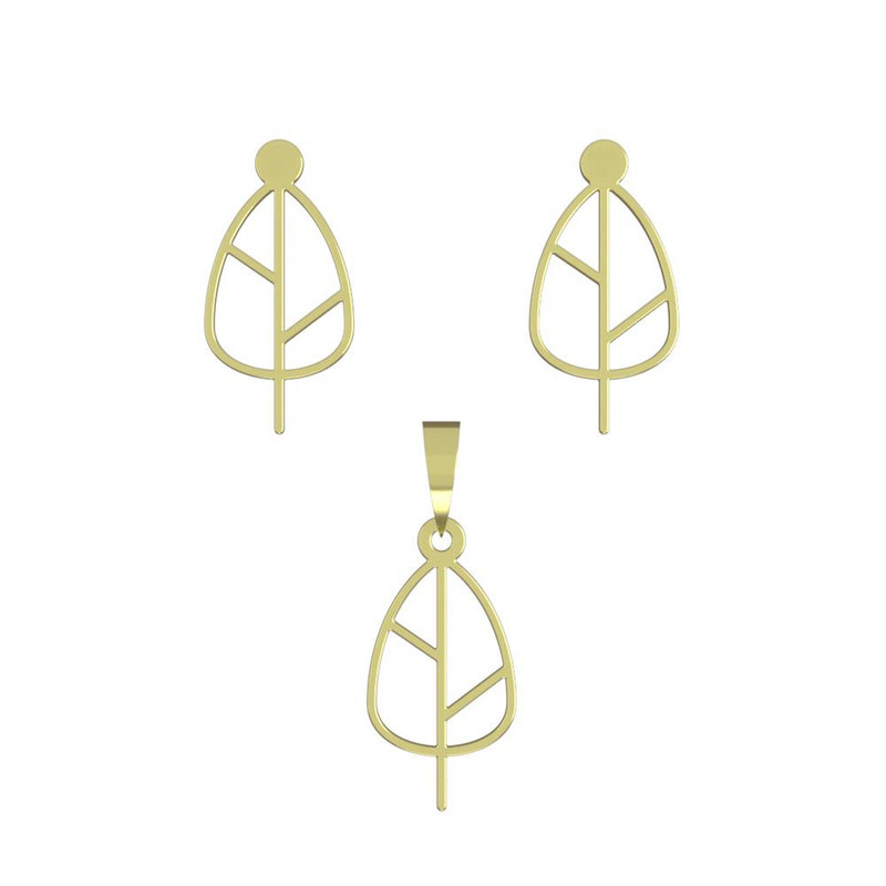 نیم ست طلا 18 عیار زنانه مدوپد مدل برگ کد NA15867