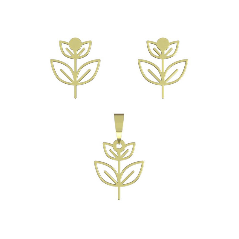 نیم ست طلا 18 عیار زنانه مدوپد مدل برگ کد NA15986 نیم ست طلا 18 عیار زنانه مدوپد مدل برگ کد NA15986