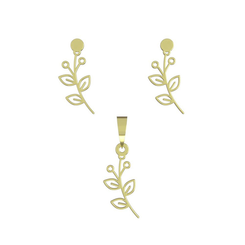 نیم ست طلا 18 عیار زنانه مدوپد مدل برگ کد NA15989