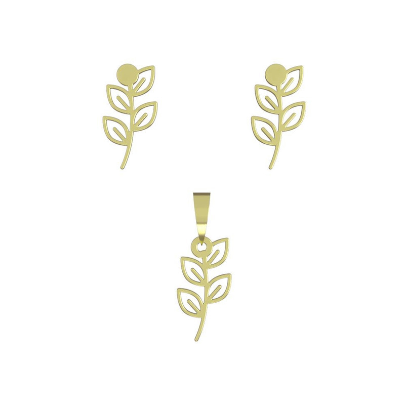 نیم ست طلا 18 عیار زنانه مدوپد مدل برگ کد NA15993 نیم ست طلا 18 عیار زنانه مدوپد مدل برگ کد NA15993