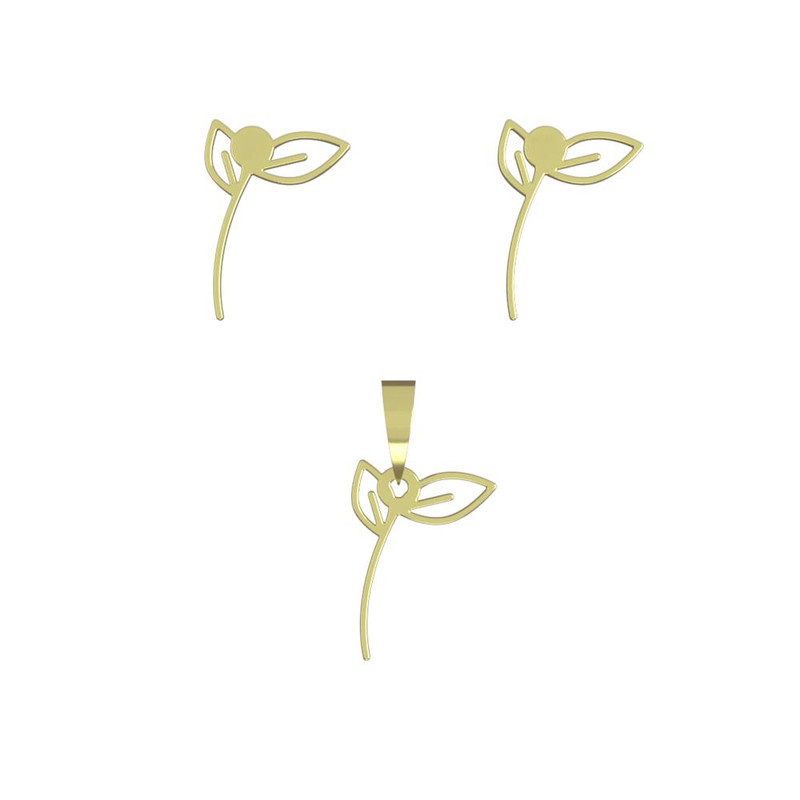 نیم ست طلا 18 عیار زنانه مدوپد مدل برگ کد NA15995 نیم ست طلا 18 عیار زنانه مدوپد مدل برگ کد NA15995