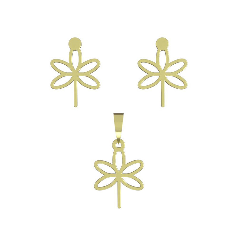 نیم ست طلا 18 عیار زنانه مدوپد مدل برگ کد NA15999