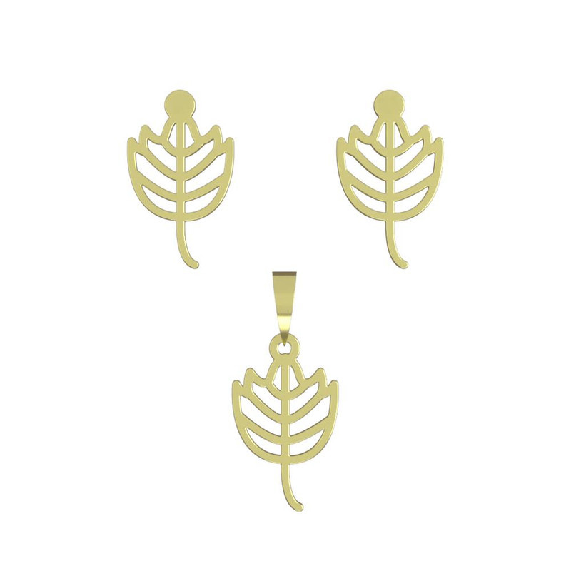 نیم ست طلا 18 عیار زنانه مدوپد مدل برگ کد NA16007 نیم ست طلا 18 عیار زنانه مدوپد مدل برگ کد NA16007