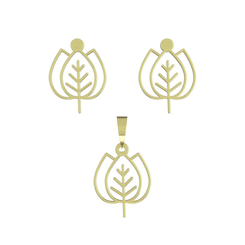 نیم ست طلا 18 عیار زنانه مدوپد مدل برگ کد NA16020 نیم ست طلا 18 عیار زنانه مدوپد مدل برگ کد NA16020