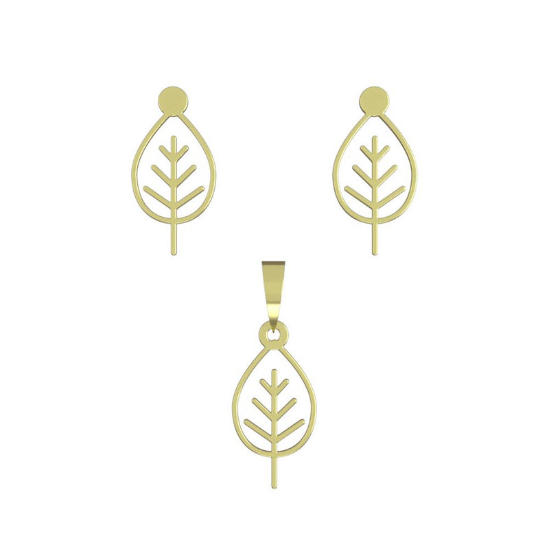 نیم ست طلا 18 عیار زنانه مدوپد مدل برگ کد NA16023 نیم ست طلا 18 عیار زنانه مدوپد مدل برگ کد NA16023