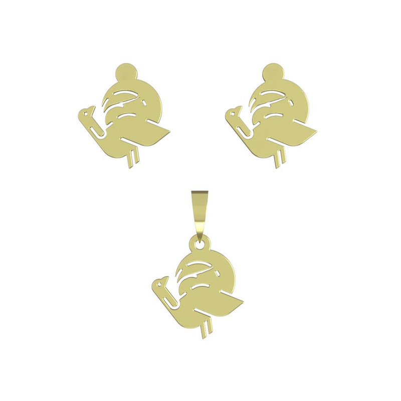 نیم ست طلا 18 عیار زنانه مدوپد مدل طاووس کد NA16050 نیم ست طلا 18 عیار زنانه مدوپد مدل طاووس کد NA16050