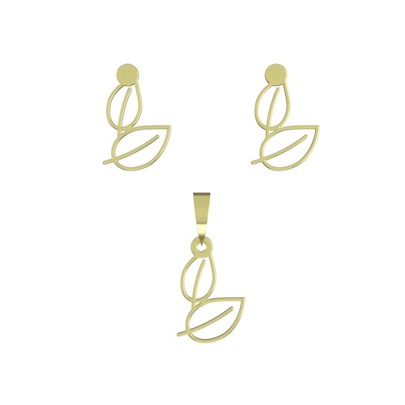 نیم ست طلا 18 عیار زنانه مدوپد مدل برگ کد NA16028 نیم ست طلا 18 عیار زنانه مدوپد مدل برگ کد NA16028