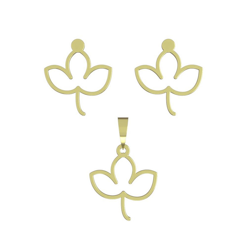 نیم ست طلا 18 عیار زنانه مدوپد مدل برگ کد NA16032 نیم ست طلا 18 عیار زنانه مدوپد مدل برگ کد NA16032