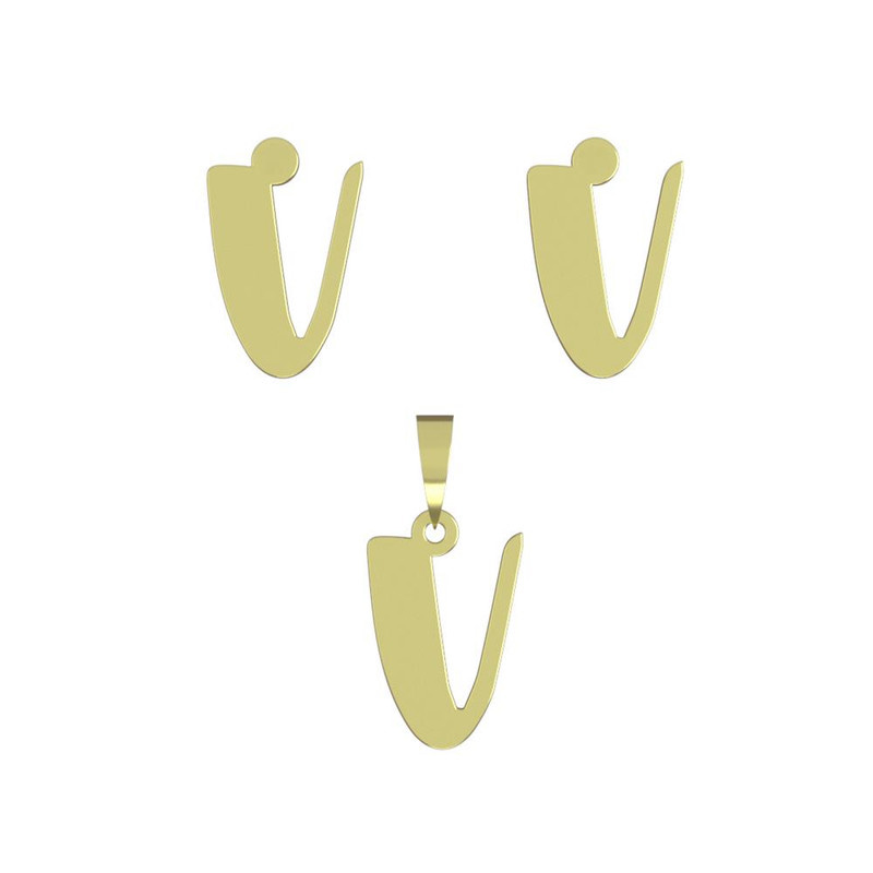 نیم ست طلا 18 عیار زنانه مدوپد مدل حرف V کد NA16728 نیم ست طلا 18 عیار زنانه مدوپد مدل حرف V کد NA16728