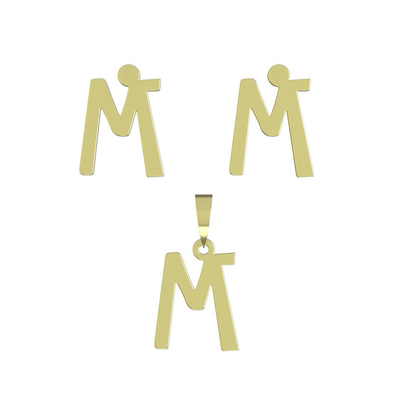 نیم ست طلا 18 عیار زنانه مدوپد مدل حرف M کد NA16745