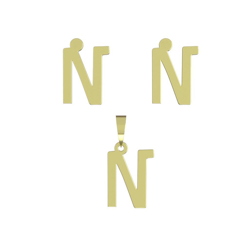 نیم ست طلا 18 عیار زنانه مدوپد مدل حرف N کد NA16746