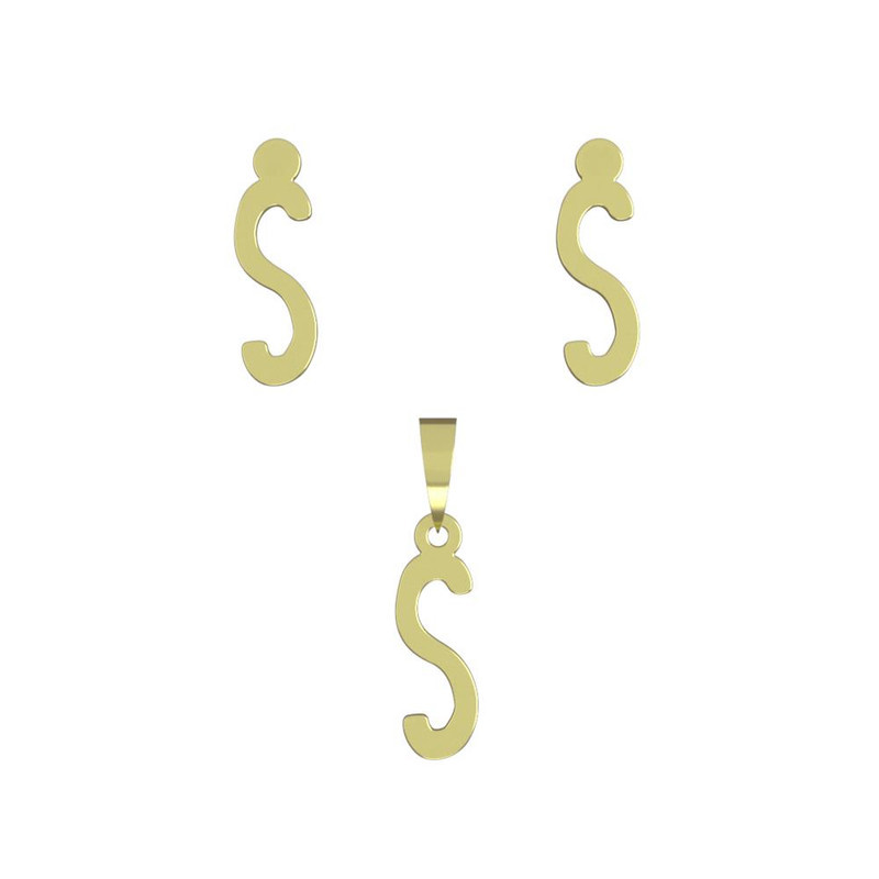 نیم ست طلا 18 عیار زنانه مدوپد مدل حرف S کد NA16751