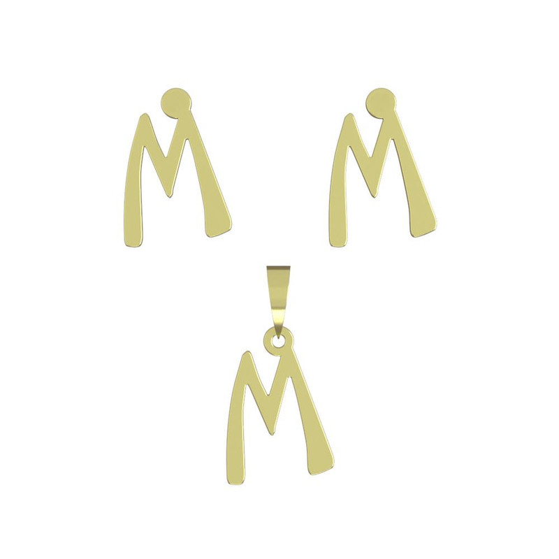 نیم ست طلا 18 عیار زنانه مدوپد مدل حرف M کد NA16773 نیم ست طلا 18 عیار زنانه مدوپد مدل حرف M کد NA16773