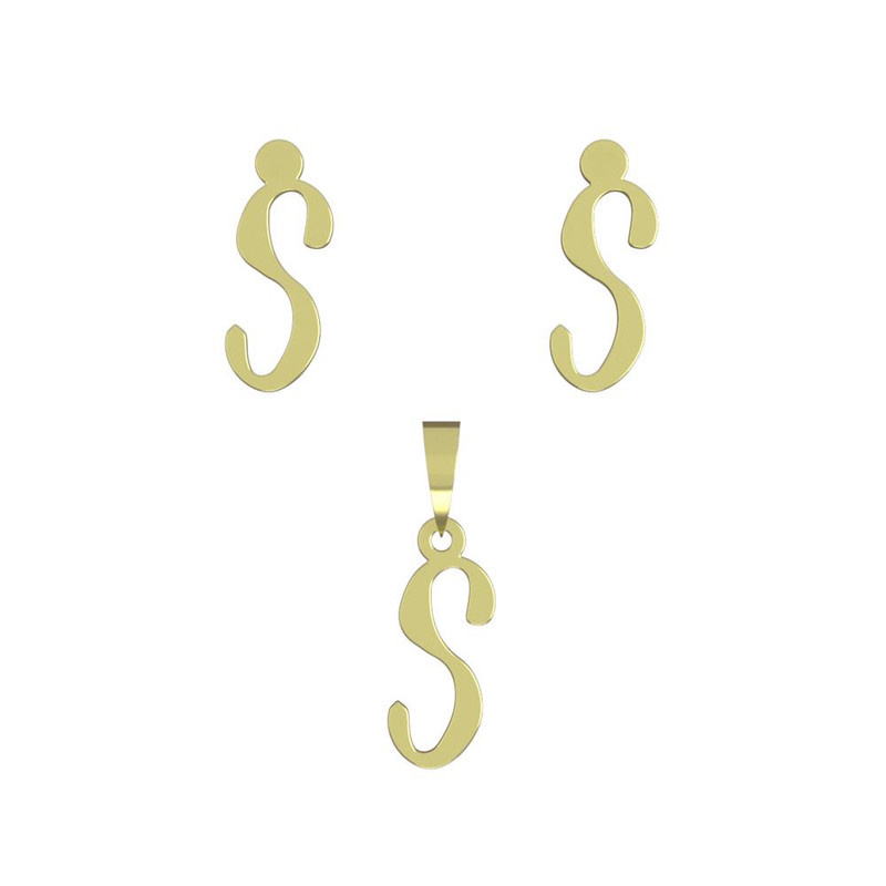 نیم ست طلا 18 عیار زنانه مدوپد مدل حرف S کد NA16779 نیم ست طلا 18 عیار زنانه مدوپد مدل حرف S کد NA16779