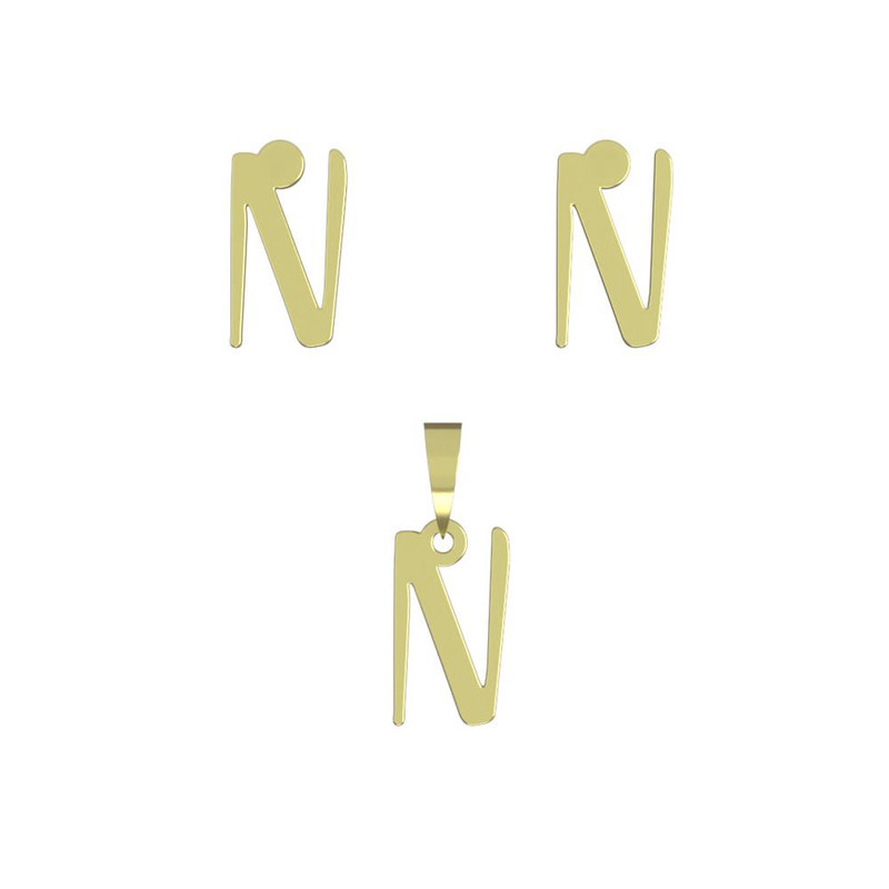 نیم ست طلا 18 عیار زنانه مدوپد مدل حرف N کد NA16822