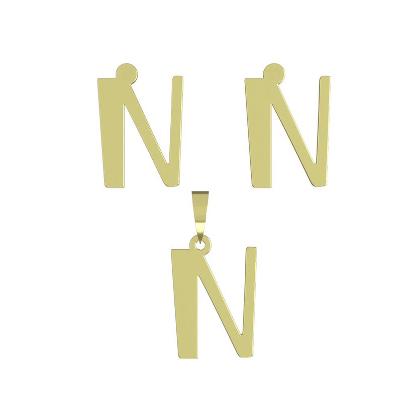 نیم ست طلا 18 عیار زنانه مدوپد مدل حرف N کد NA16848