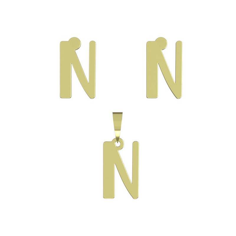 نیم ست طلا 18 عیار زنانه مدوپد مدل حرف N کد NA16900