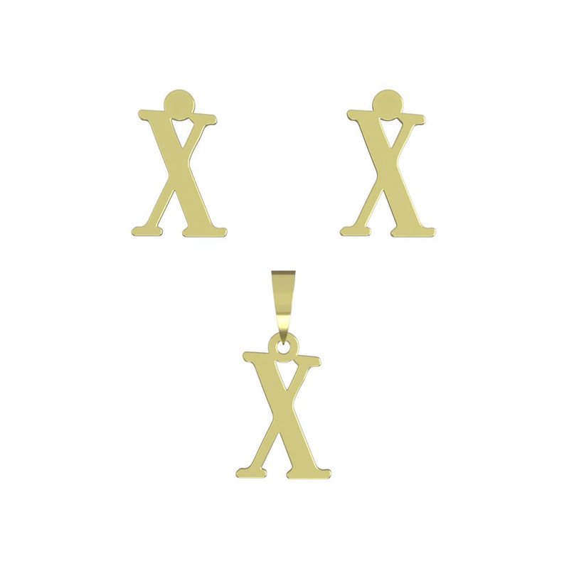 نیم ست طلا 18 عیار زنانه مدوپد مدل حرف X کد NA16962 نیم ست طلا 18 عیار زنانه مدوپد مدل حرف X کد NA16962