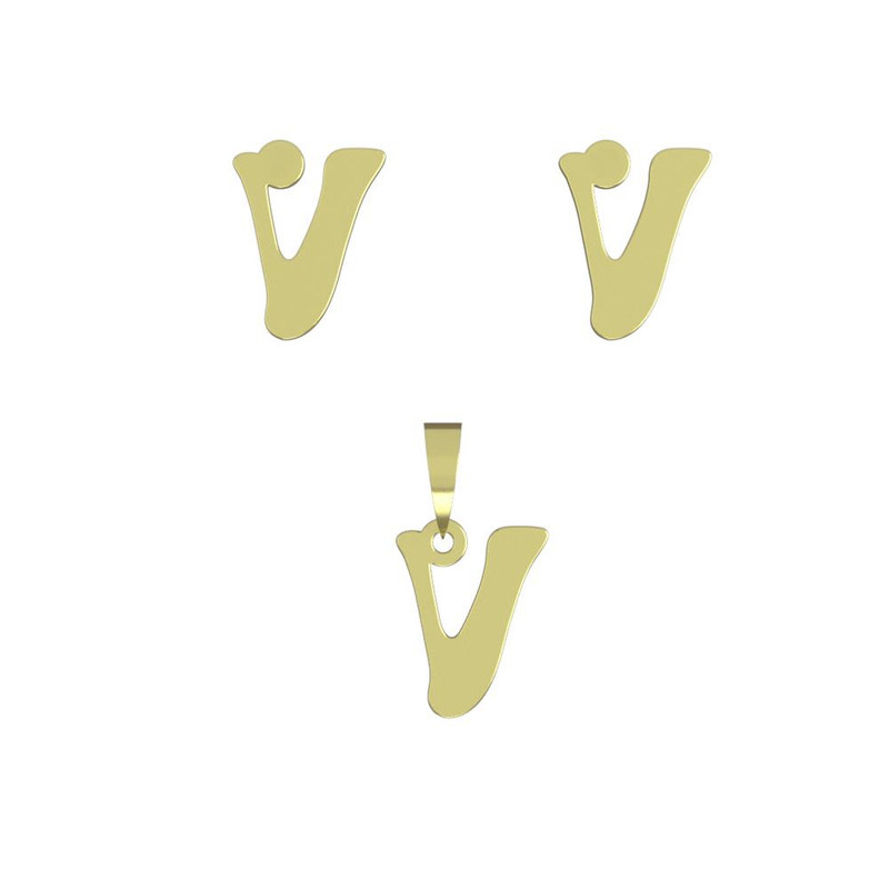 نیم ست طلا 18 عیار زنانه مدوپد مدل حرف V کد NA17109 نیم ست طلا 18 عیار زنانه مدوپد مدل حرف V کد NA17109