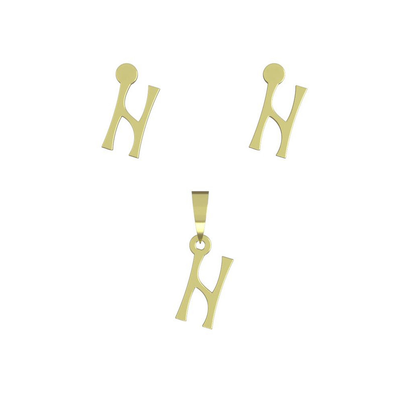 نیم ست طلا 18 عیار زنانه مدوپد مدل حرف H کد NA17128 نیم ست طلا 18 عیار زنانه مدوپد مدل حرف H کد NA17128