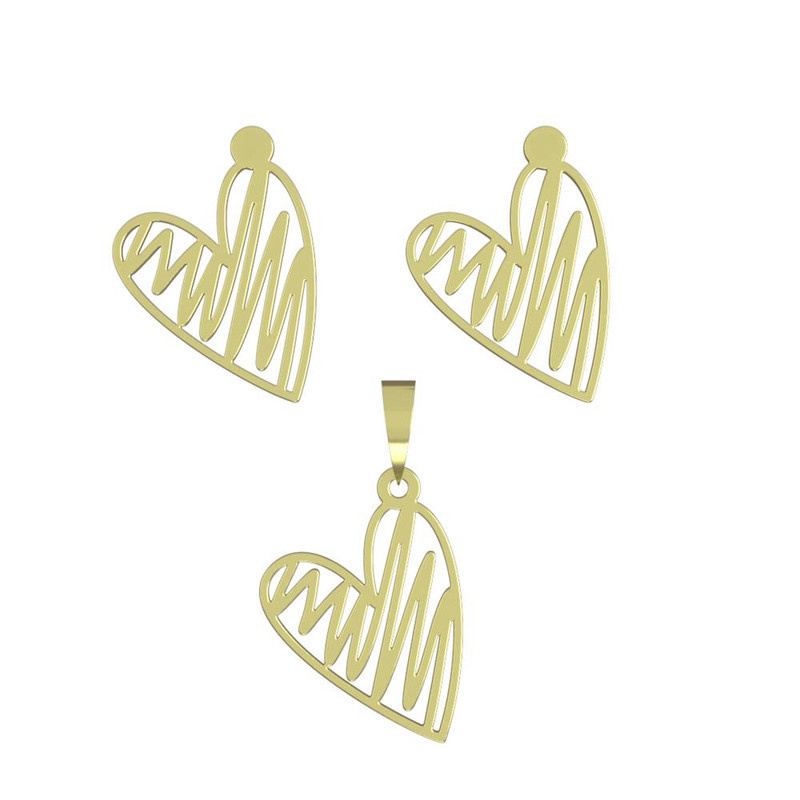 نیم ست طلا 18 عیار زنانه مدوپد مدل قلب کد NA17804