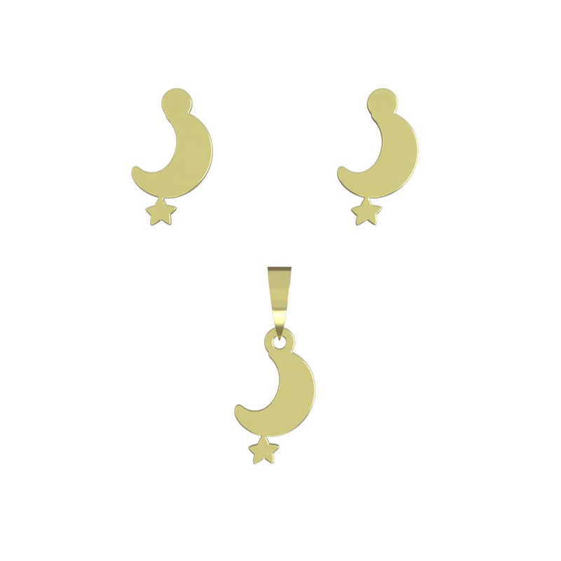 نیم ست طلا 18 عیار زنانه مدوپد مدل ماه و ستاره کد NA10686