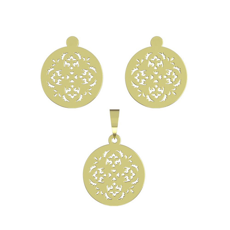 نیم ست طلا 18 عیار زنانه مدوپد مدل دایره کد NA10721