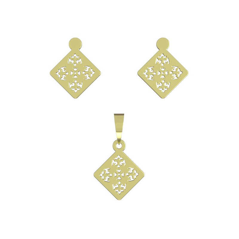 نیم ست طلا 18 عیار زنانه مدوپد مدل لوزی کد NA10738 نیم ست طلا 18 عیار زنانه مدوپد مدل لوزی کد NA10738