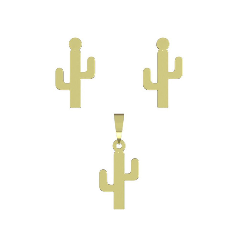 نیم ست طلا 18 عیار زنانه مدوپد مدل کاکتوس کد NA10812